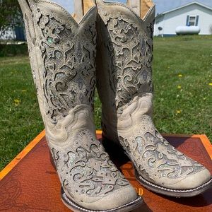 Women’s Corral White with White Sequins & Glitter & Inlay Wedding Boots